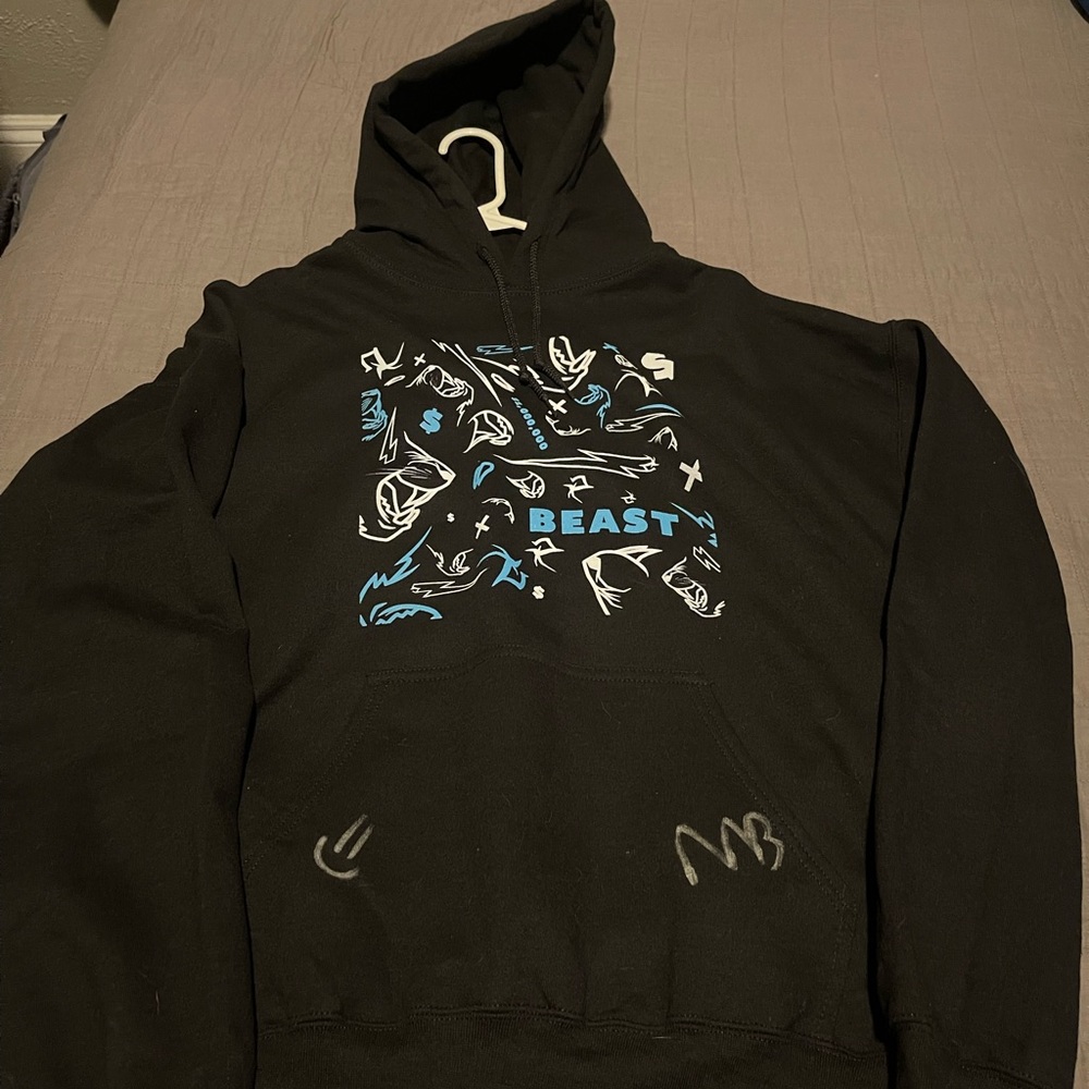 Black Sweatshirt with Turquoise Accents